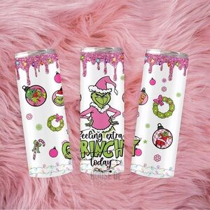 20oz Pink Multicolored Christmas Grinch Leopard Tumbler